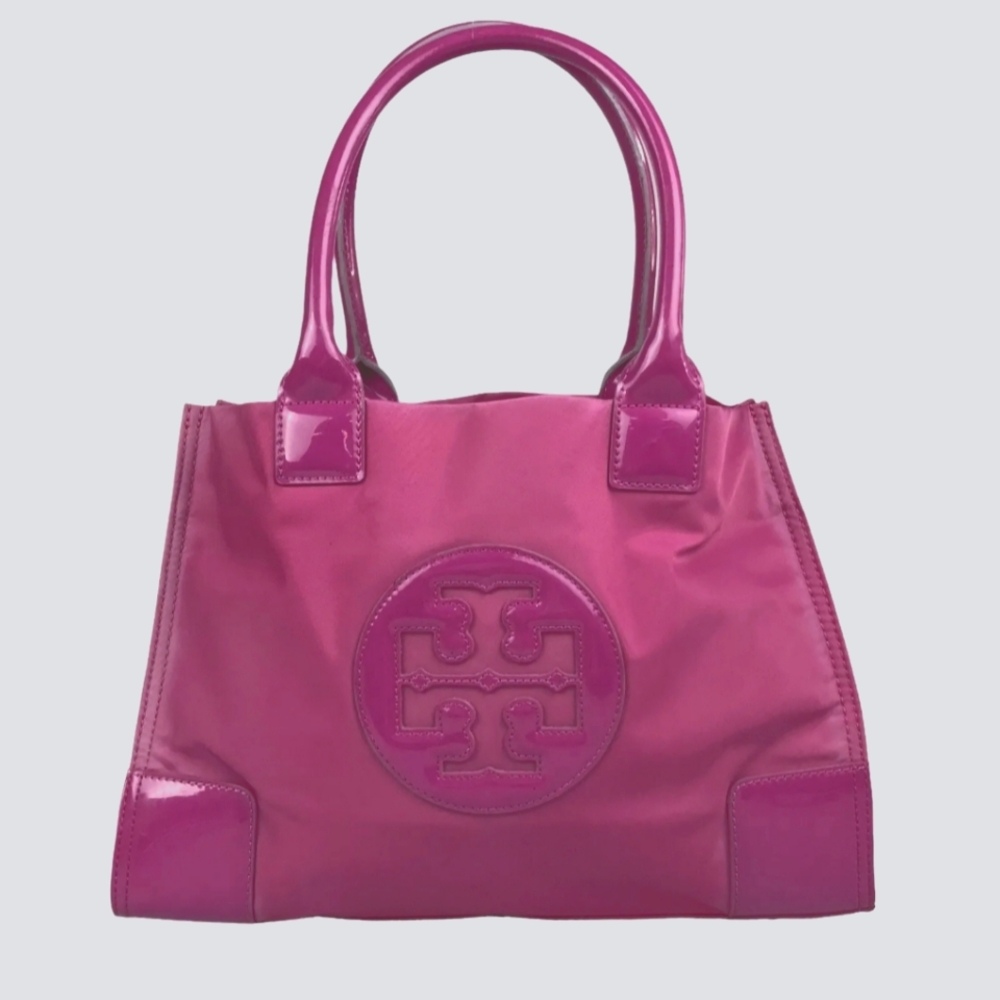 Tory Burch Nylon Fuchsia tote GUC 13"×9"×5.9